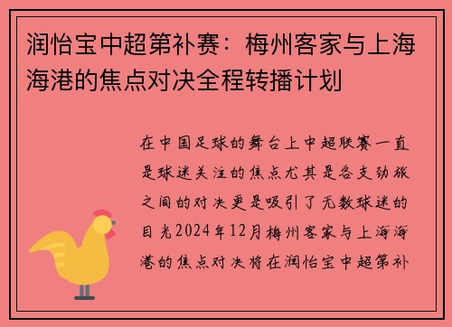 润怡宝中超第补赛：梅州客家与上海海港的焦点对决全程转播计划